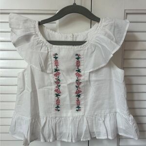 Janie and Jack Embroidered Ruffle White Blouse